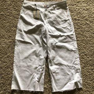 River Island White Alexa Cropped Wide Leg Jeans